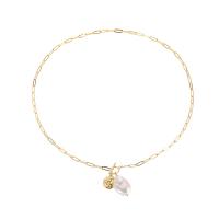 Collier de chaîne en laiton de perles d'eau douce, avec perle d'eau douce cultivée, Plaqué or 18K, pour femme Environ 22.83 pouce, Vendu par PC