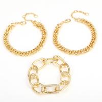 aleación de zinc Pulsera, con 1.96 inch extender cadena, chapado en color dorado, 3 piezas & para mujer, 19.5cm,20.5cm, Vendido por Set