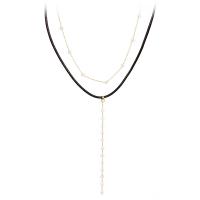 PU Collier Cordon, laiton, avec cuir PU & perle d'eau douce cultivée, Placage, pour femme & à fils multiples, plus de couleurs à choisir, 38cm,41.5cm, Vendu par PC