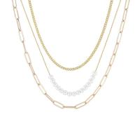 Collar Multi de la capa, metal, con Perlas plásticas, con 3.14 inch extender cadena, chapado en color dorado, diferentes estilos para la opción & para mujer & multi-hilera, 36-50cm, Vendido por UD