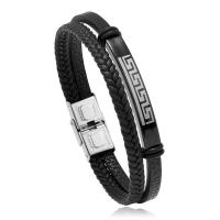 Edelstahl Charm Armband, 304 Edelstahl, mit Lederband, Modeschmuck & unisex, schwarz, 10mm, Länge:ca. 8.27 ZollInch, verkauft von PC