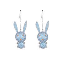 Cubic Zirconia Micro Pave Brass Earring, Rabbit, gold color plated, fashion jewelry & micro pave cubic zirconia & for woman 