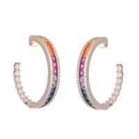 Cubic Zirconia Micro Pave Brass Earring, Letter C, plated, fashion jewelry & micro pave cubic zirconia & for woman 