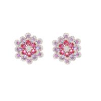 Cubic Zirconia Micro Pave Brass Earring, Flower, plated, fashion jewelry & micro pave cubic zirconia & for woman 