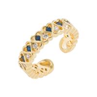 Brass Cuff Finger Ring, gold color plated, Adjustable & micro pave cubic zirconia & for woman 