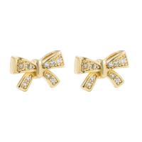 Cubic Zirconia Micro Pave Brass Earring, gold color plated & micro pave cubic zirconia & for woman, gold 