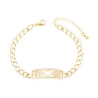 Cubic Zirconia Micro Pave Brass Bracelet, gold color plated & micro pave cubic zirconia & for woman, gold, 230mm 