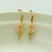 Brass Earring Drop Component, plated, DIY & micro pave cubic zirconia 