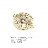 Cubic Zirconia Micro Pave Brass Connector, gold color plated, DIY & micro pave cubic zirconia & 1/1 loop 