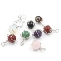 Gemstone Zinc Alloy Pendants, with Gemstone & Unisex, 16mm 