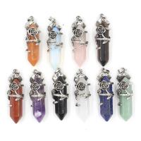 Gemstone Zinc Alloy Pendants, with Gemstone & Unisex 