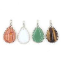 Gemstone Zinc Alloy Pendants, with Gemstone, Teardrop & Unisex 