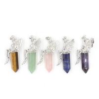 Gemstone Zinc Alloy Pendants, with Gemstone & Unisex 