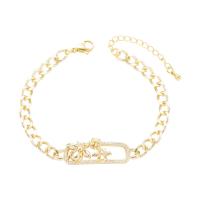 Cubic Zirconia Micro Pave Brass Bracelet, gold color plated & micro pave cubic zirconia & for woman, gold, 230mm 