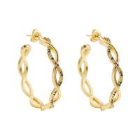 Cubic Zirconia Micro Pave Brass Earring, gold color plated, micro pave cubic zirconia & for woman 