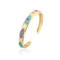 Ouverture Bracelets en cuivre, laiton, Placage de couleur d'or, pavé de micro zircon & pour femme & émail, plus de couleurs à choisir, 58mm, Vendu par PC