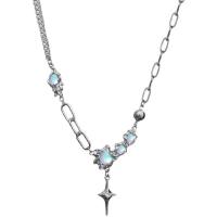 Collier de bijoux de titane, Acier titane, avec Pendentif en alliage de zinc & Opaline, avec 2.75inch chaînes de rallonge, croix, Style coréen & pour femme Environ 17.7 pouce, Vendu par PC