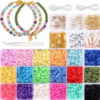 DIY pulsera de perlas, Arcilla polimero, Línea elástica & cuentascollar & pinzas, con Caja de plástico & aleación de zinc & Acrílico, Bricolaje, color mixto, 190x130x22mm, Vendido por Set