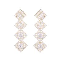 Cubic Zirconia Micro Pave Brass Earring, Rhombus, plated, fashion jewelry & micro pave cubic zirconia & for woman 