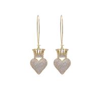 Cubic Zirconia Micro Pave Brass Earring, Heart, plated, fashion jewelry & micro pave cubic zirconia & for woman 