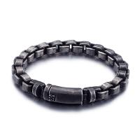 Partículas de acero Pulsera, Recubrimiento iónico al vacío, para hombre, Negro, 9mm, longitud:aproximado 8.66 Inch, Vendido por UD