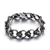 Titanium Steel Bracelet, Skull, for man, original color, 16mm Approx 8.66 Inch 