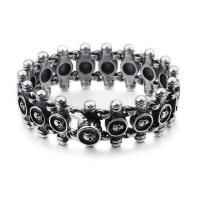 Titanium Steel Bracelet, Skull, for man, original color, 26mm Approx 8.46 Inch 