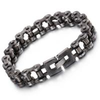 Titanium Steel Bracelet, Vacuum Ion Plating, for man, black, 11mm Approx 9.05 Inch 