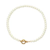 Collar de perlas de plástico, aleación de zinc, con Perlas de plástico ABS, chapado en color dorado, Joyería & para mujer, Blanco, longitud:45 cm, Vendido por Sarta