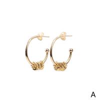 Brass Stud Earring, gold color plated & for woman 