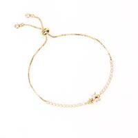 Cubic Zirconia Micro Pave Brass Bracelet, with Cubic Zirconia, gold color plated, Adjustable & for woman, clear Approx 16-22 cm 