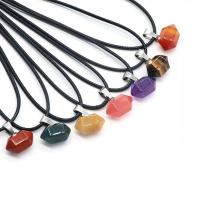 Gemstone Zinc Alloy Pendants, with Zinc Alloy, Bullet, silver color plated 