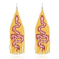 Moda flecos pendientes, Seedbead, hecho a mano, para mujer, 40x133mm, Vendido por Par