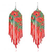 Moda flecos pendientes, Seedbead, hecho a mano, diverso tamaño para la opción & para mujer, color mixto, Vendido por Par