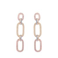 Cubic Zirconia Micro Pave Brass Earring, plated, fashion jewelry & micro pave cubic zirconia & for woman & hollow 