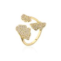 Cubic Zirconia Micro Pave Brass Finger Ring, gold color plated, Adjustable & micro pave cubic zirconia & for woman, gold, 18mm 