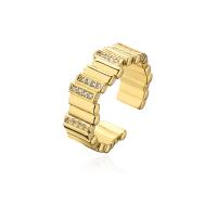 Cubic Zirconia Micro Pave Brass Finger Ring, 18K gold plated, Adjustable & micro pave cubic zirconia & for woman, gold, 18mm 