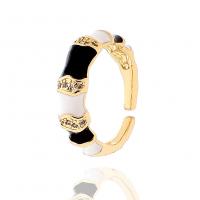 Cubic Zirconia Micro Pave Brass Finger Ring, gold color plated, Adjustable & micro pave cubic zirconia & for woman & enamel 22mm 