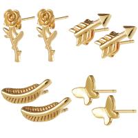 Brass Stud Earring, gold color plated & for woman, gold 