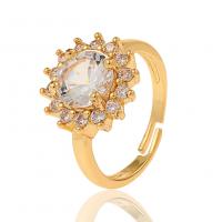 Cubic Zirconia Micro Pave Brass Finger Ring, gold color plated, Adjustable & micro pave cubic zirconia & for woman 21mm 