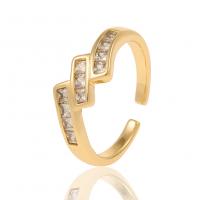 Cubic Zirconia Micro Pave Brass Finger Ring, real gold plated, Adjustable & micro pave cubic zirconia & for woman, gold, 22mm 