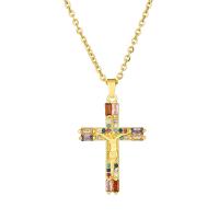 Cubique Pendentif en laiton zircon pavent, Crucifix, Plaqué or 18K, DIY & pavé de micro zircon, plus de couleurs à choisir Vendu par PC