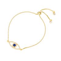 Cubic Zirconia Micro Pave Brass Bracelet, Eye, 18K gold plated, Adjustable & micro pave cubic zirconia 2.7mm Approx 9.1 Inch 