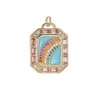 Cubique Pendentif en laiton zircon pavent, avec zircon cubique, Plaqué d'or 14K, unisexe & modèles différents pour le choix & émail, plus de couleurs à choisir Vendu par PC