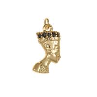 Cubic Zirconia Micro Pave Brass Pendant, with Cubic Zirconia, 14K gold plated, Unisex 