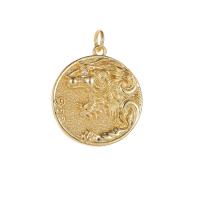 Cubique Pendentif en laiton zircon pavent, avec zircon cubique, Plat rond, Plaqué d'or 14K, unisexe & modèles différents pour le choix, plus de couleurs à choisir Vendu par PC