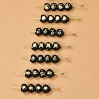 Schwarze Lippe Muschelperlen, Schwarze Muschel, mit Messing, goldfarben plattiert, DIY & verschiedene Stile für Wahl & Emaille, schwarz, 8x8mm, verkauft von PC