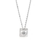 Zircon cubique Micro Pave collier en argent sterling, Argent sterling 925, Placage de couleur argentée, pavé de micro zircon & pour femme, argent, 9mm Environ 17.7 pouce, Vendu par PC