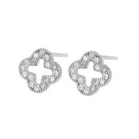 Silver Earring Zircon pavent Sterling, Argent sterling 925, Placage de couleur argentée, pavé de micro zircon & pour femme, argent, 8mm, Vendu par paire