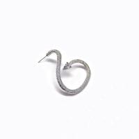 clou d'oreille en alliage zinc, alliage de zinc, serpent, Placage de couleur platine, bijoux de mode & pour femme, 30mm, Vendu par PC